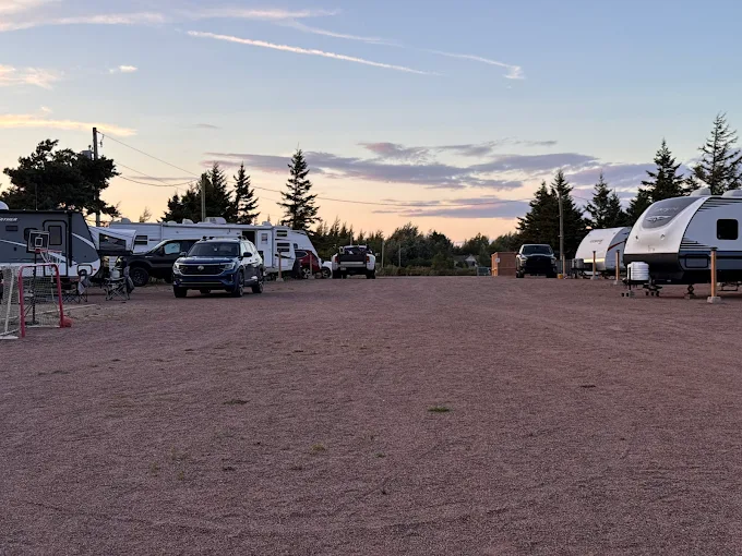 Aerial of the campground at golden hour