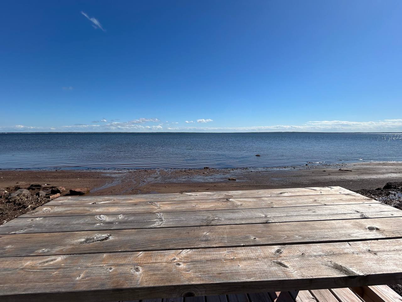 View from the wooden dock over the bay